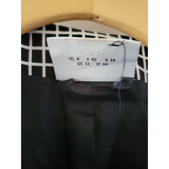 AKRIS PUNTO Womens Black white check windowpane blazer jacket size 8 Tiny Flaw - Picture 4 of 11